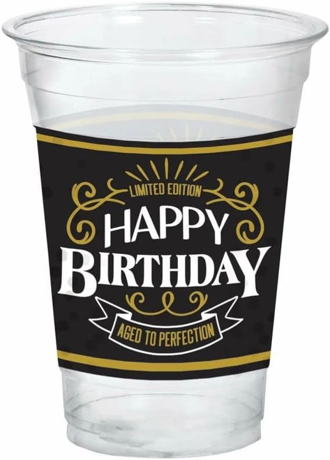 Better with Age Over the Hill Gold Adult Birthday Party Bulk 16 oz. Plastic Cups