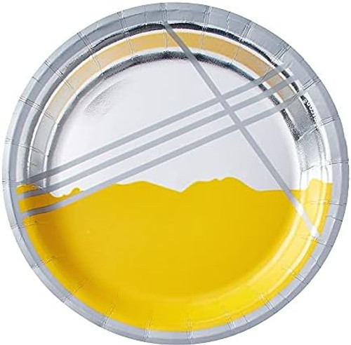 Yellow Facet Modern Garden Cocktail Theme Party 9" Paper Dinner Plates