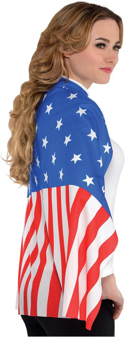 Patriotic Cape USA Red White Blue Fancy Dress Up Halloween Costume Accessory