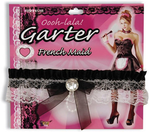 French Maid Garter Leg Lace Fancy Dress Up Halloween Adult Costume Accessory