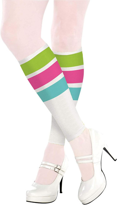 Striped Leg Warmers 80's Party Fancy Dress Up Halloween Adult Costume Accessory