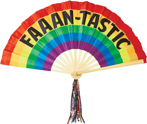 Rainbow Deluxe Folding Fan Pride Party Fancy Dress Halloween Costume Accessory