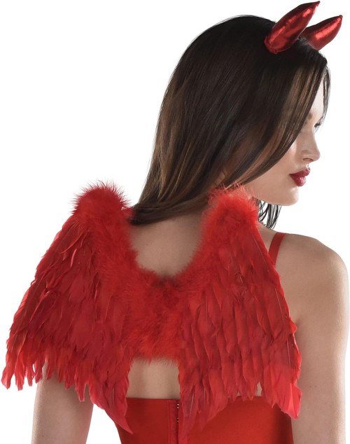 Feather Devil Wings Red Suit Yourself Fancy Dress Up Halloween Costume Accessory