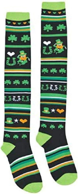 St Patrick's Day Lucky Stripe Knee Socks Fancy Dress Halloween Costume Accessory