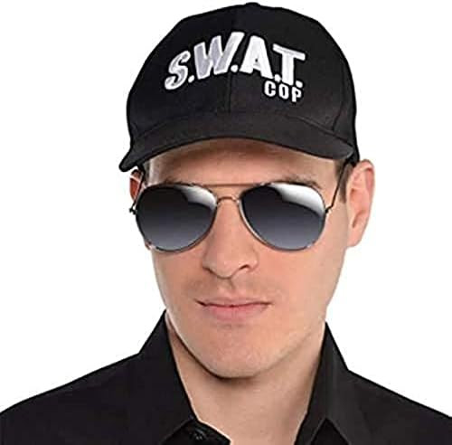 SWAT Cop Hat Black Suit Yourself Fancy Dress Halloween Adult Costume Accessory