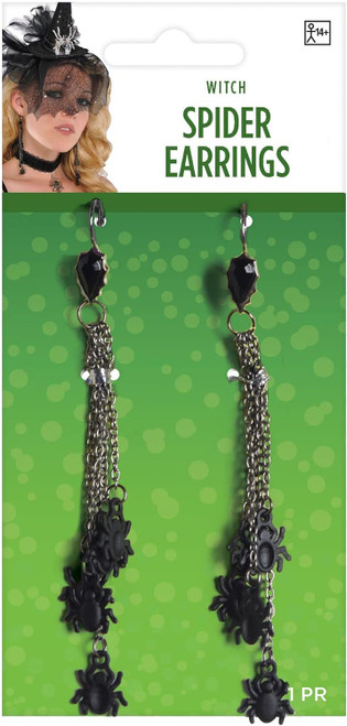 Witch Spider Earrings Suit Yourself Fancy Dress Up Halloween Costume Accessory