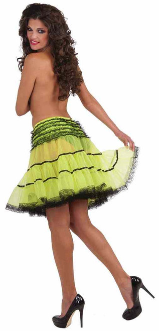 Short Crinoline Slip Skirt Neon Green Fancy Dress Up Halloween Costume Accessory