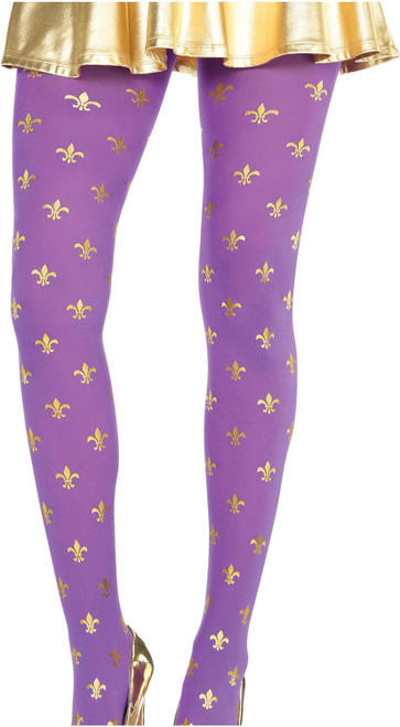 Mardi Gras Fleur De Lis Tights Purple Gold Suit Yourself Adult Costume Accessory
