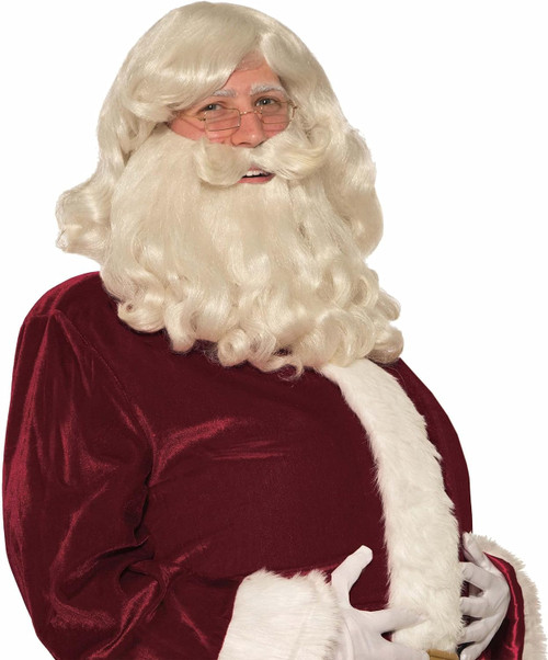 Premium Santa Wig & Beard Fancy Dress Up Christmas Adult Costume Accessory