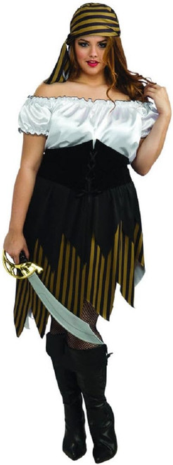 Buccaneer Babe Pirate Queen Fancy Dress Halloween Sexy Plus Size Adult Costume