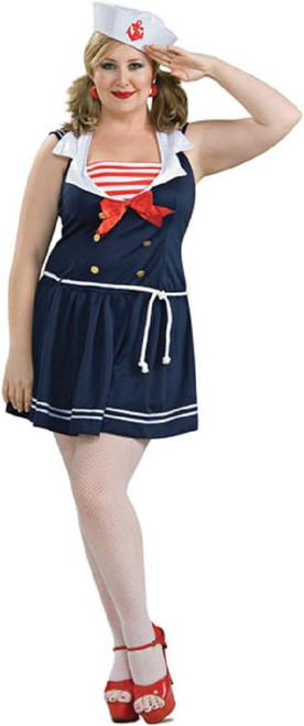 Sailor Girl Navy Woman Retro Blue Fancy Dress Halloween Plus Size Adult Costume