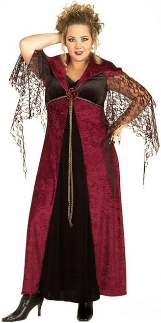 Vampira de Morte Countess Vampire Fancy Dress Halloween Plus Size Adult Costume