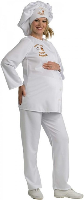 Baker Mommy to Be Maternity Cook White Fancy Dress Up Halloween Adult Costume