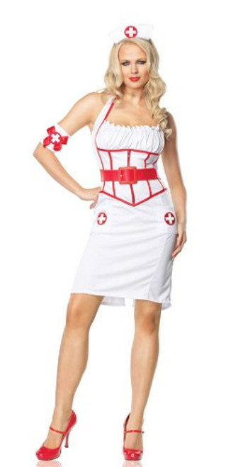 On Call Nurse Doctor White Red 3 pc. Fancy Dress Up Halloween Sexy Adult Costume