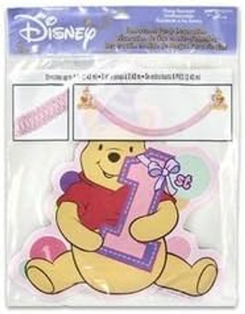 Winnie the Pooh 1st Birthday Girl Pink Kids Party Decoration Honeycomb Streamer