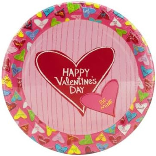 Candy Crush Valentine's Day Hearts Theme Holiday Party 9" Paper Dinner Plates