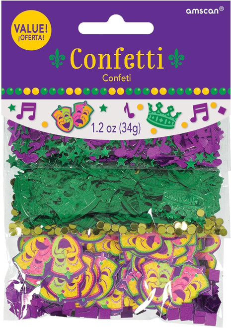 Mardi Gras Masquerade Masks Holiday Theme Party Decoration Confetti 3-Pack