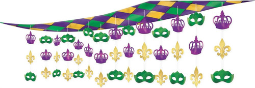 Crowns Masquerade Masks Mardi Gras Party Hanging Canopy Ceiling Decoration