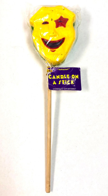 Comedy & Tragedy Mask Masquerade Mardi Gras Party Decoration Candle on a Stick