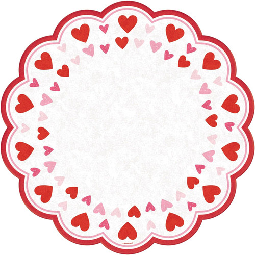 Valentine's Day Hearts Holiday Theme Party Decoration 12" Printed Paper Doilies