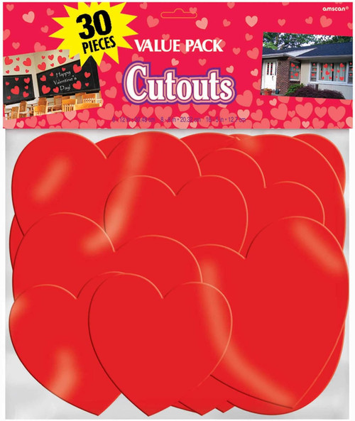Valentine's Day Red Holiday Theme Party Wall Decoration 30 ct. Heart Cutouts