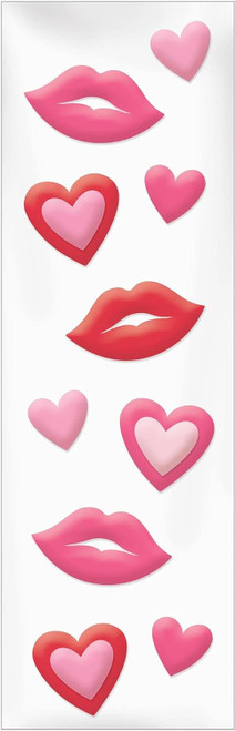 Lips & Hearts Red Pink Valentine's Day Holiday Theme Party Decoration Gel Clings