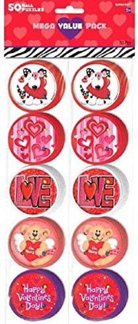 Valentine's Day Hearts Holiday Theme Party Favor Value Pack Toy Ball Puzzles