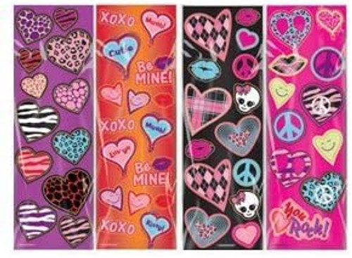 Valentine's Day Hearts Holiday Theme Party Favor Mega Value Pack Sticker Strips