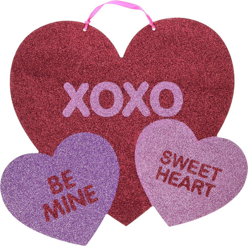 XOXO Candy Hearts Valentine's Day Holiday Theme Party Glitter Sign Decoration