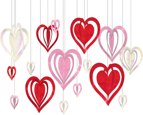 Valentine's Day Hearts Holiday Theme Party Hanging 3D String Decorations