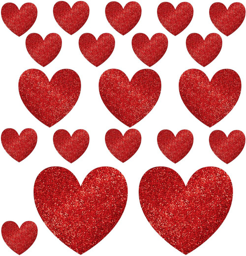 Glitter Paper Hearts Valentine's Day Holiday Theme Party Decoration Cutouts