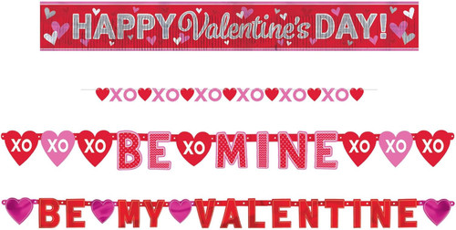 XOXO Hearts Valentine's Day Holiday Theme Party Decoration 4 ct. Banner Kit