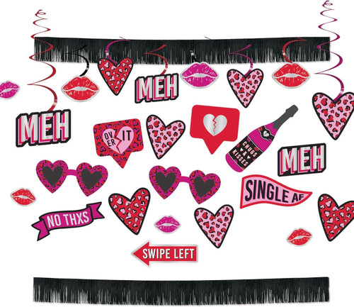 Anti Val Valentine's Day Holiday Theme Party Hanging Cutouts Bar Decorating Kit