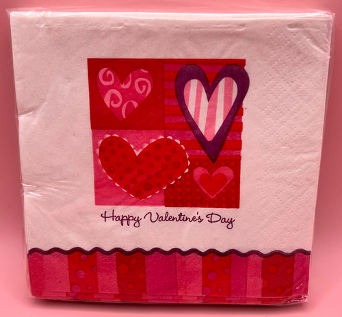 Heartfelt Wishes Valentine's Day Holiday Theme Party Paper Beverage Napkins