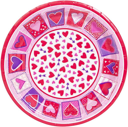 Sweet Hearts Valentine's Day Holiday Theme Party 7" Paper Dessert Plates