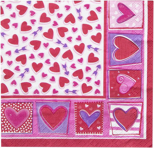 Sweet Hearts Valentine's Day Holiday Theme Party Paper Beverage Napkins