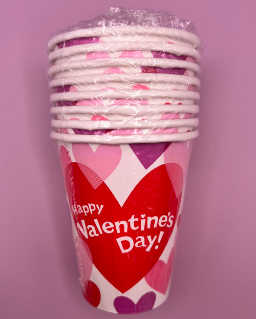 Valentine Hearts Valentine's Day Holiday Theme Party 9 oz. Paper Cups