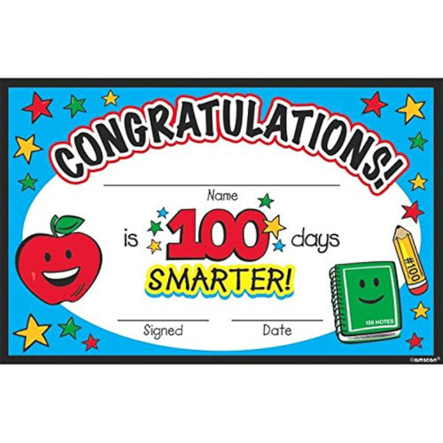 100th Day of School Celebration Party Favor Gift Activity Cerificiate Booklet