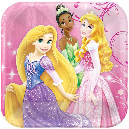 Disney Princess Sparkle & Shine Birthday Party 7" Square Dessert Plates