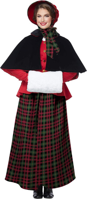 Holiday Caroler Woman Christmas Holiday Fancy Dress Up Halloween Adult Costume