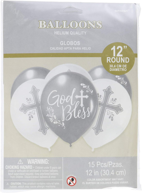 Holy Day Silver White Cross Religious Theme Party Decoration Latex Balloons