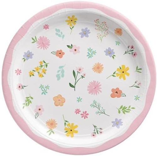 Springtime Blooms Floral Flowers Garden Theme Party 7" Paper Dessert Plates