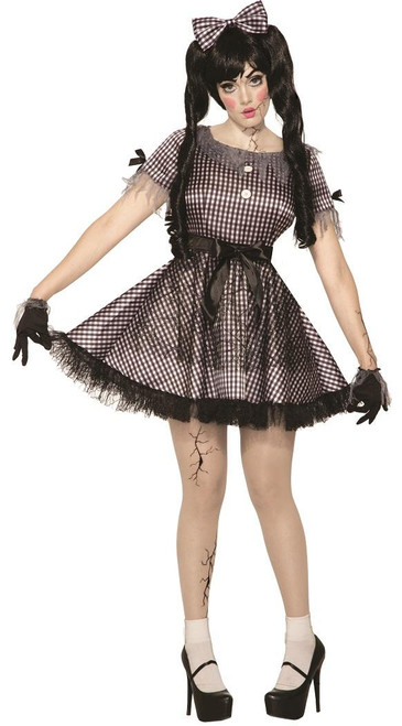 Broken Doll Gothic Scary Little Zombie Fancy Dress Up Halloween Adult Costume