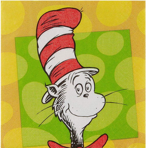 Dr. Seuss Classic Cat in the Hat Retro Birthday Party Paper Beverage Napkins