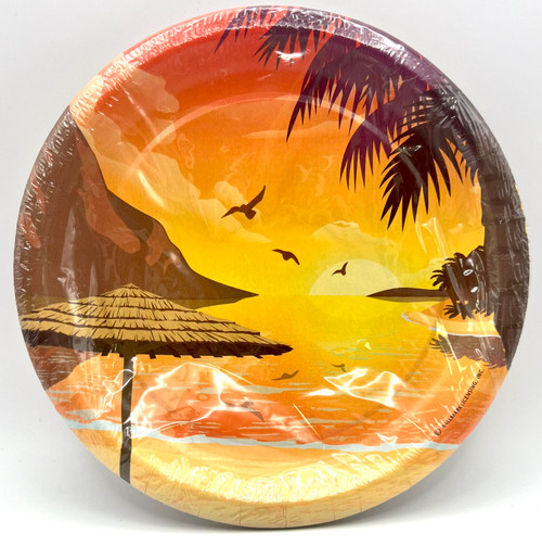 Island Attitude Tropical Summer Sunset Luau Beach Theme Party 7" Dessert Plates