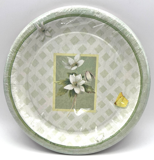 Bastin Bouquet Sage Green Lattice Floral Flower Garden Party 7" Dessert Plates