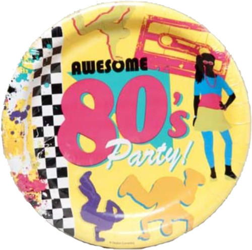 80's Decades Totally Awesome Retro Theme Party 9" Paper Dinner Plates