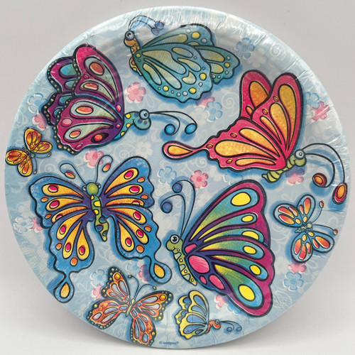 Fluttering Butterflies Purple Kids Cute Birthday Party 7" Paper Dessert Plates