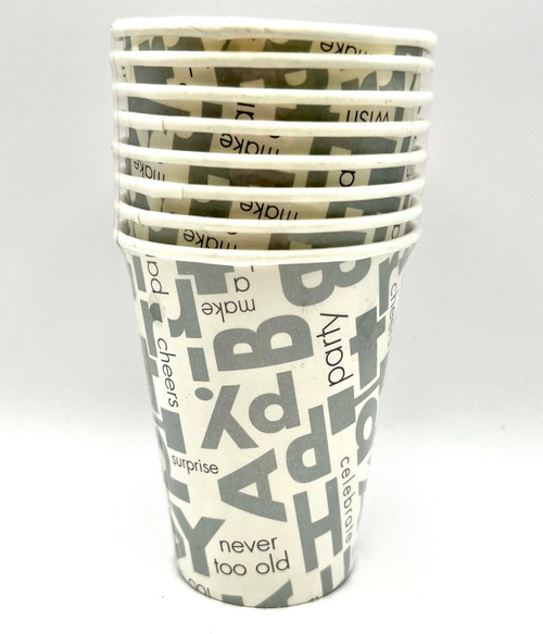 Bold Birthday Modern Adult Cocktail Theme Party 9 oz. Paper Cups