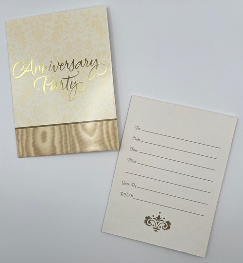 Gold Splendor Anniversary Party 50th Wedding Shower Invitations w/Envelopes